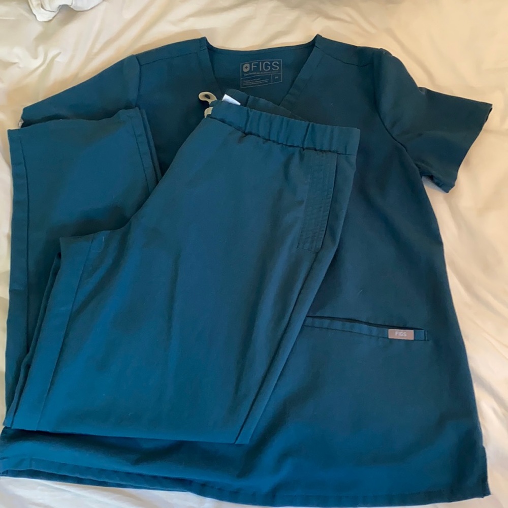 Set of teal Figs scrubs